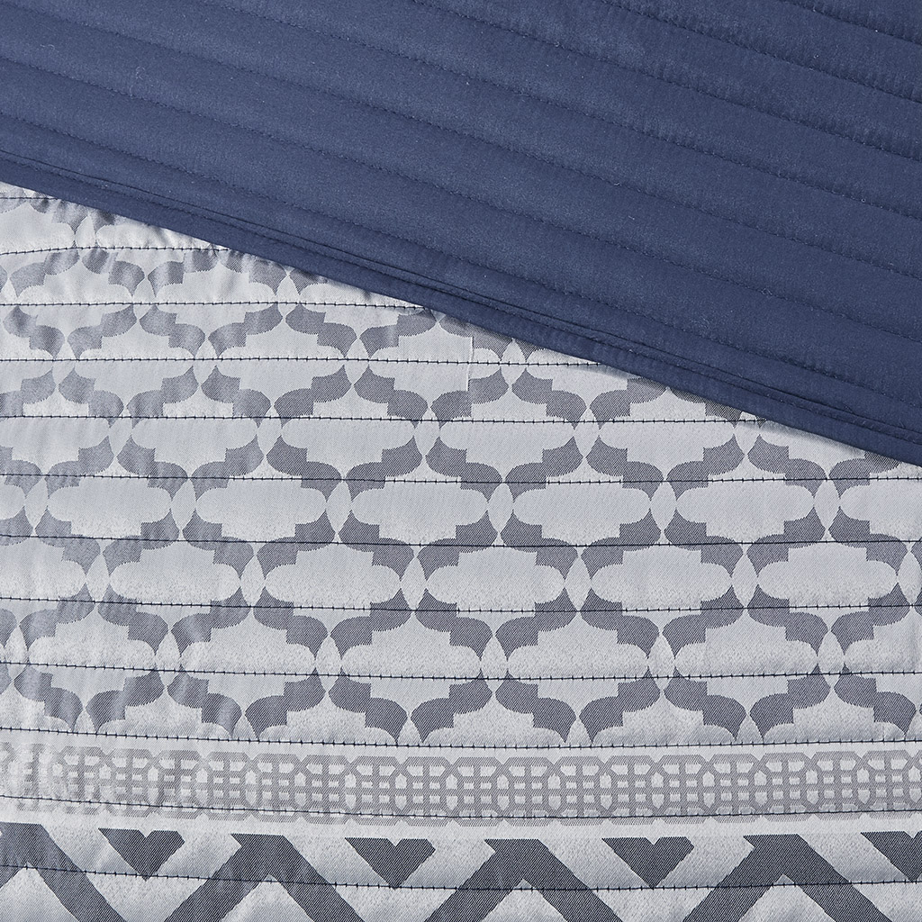 Bennett 4 Piece Jacquard Quilt Set with Throw Pillow