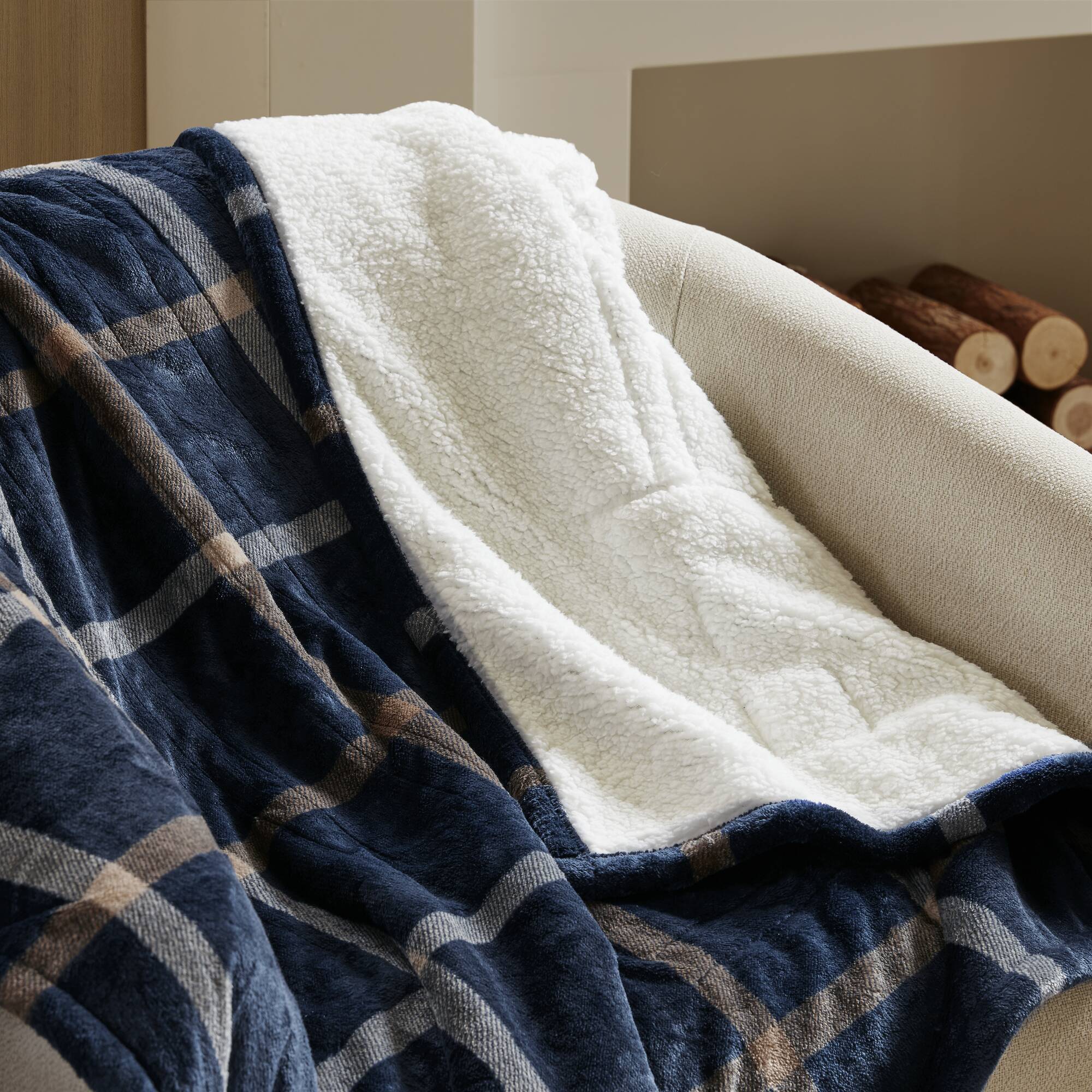 Print Plush to Sherpa Heated Throw
