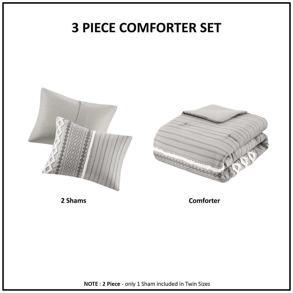 Imani Cotton Printed Comforter Set with Chenille
