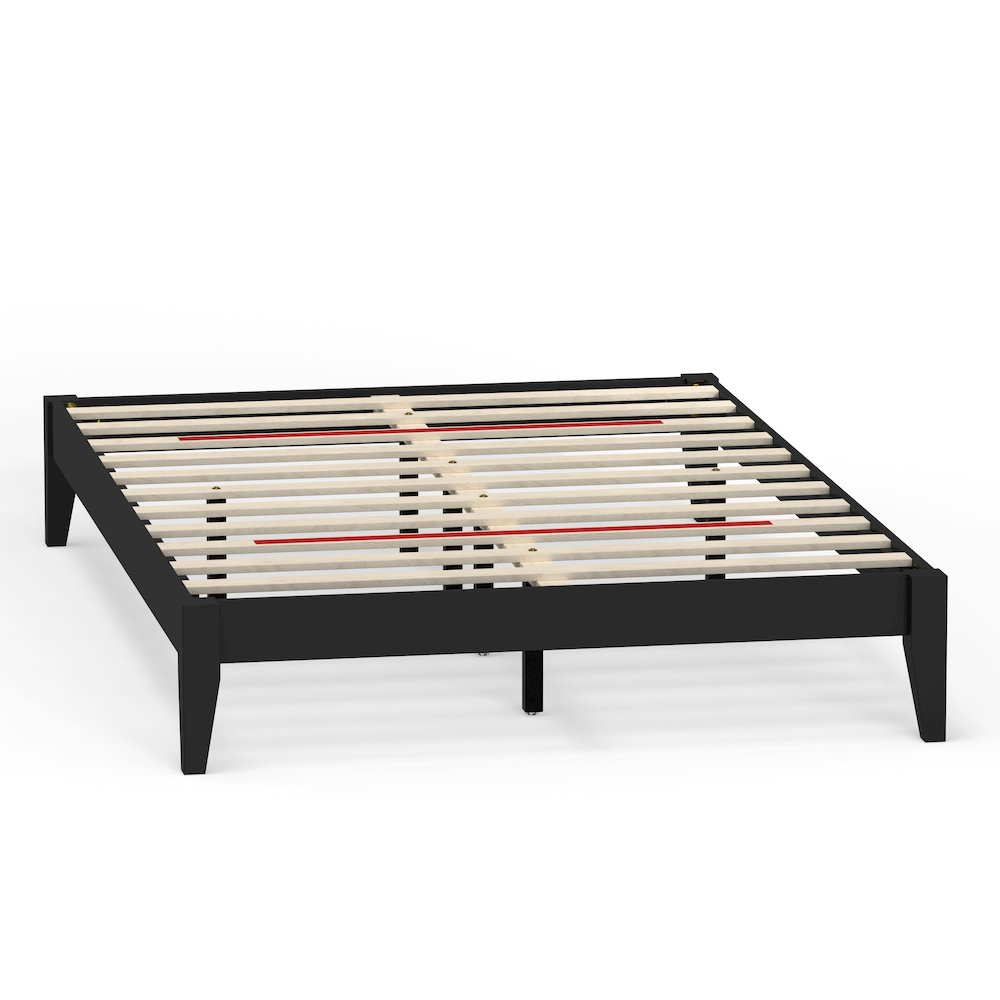 Serene Farmhouse Style Full Wood Bed Frame – Black
