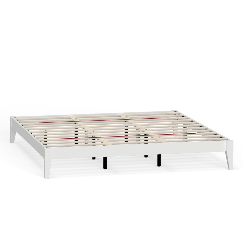 Serene Farmhouse Style King Wood Bed Frame – White