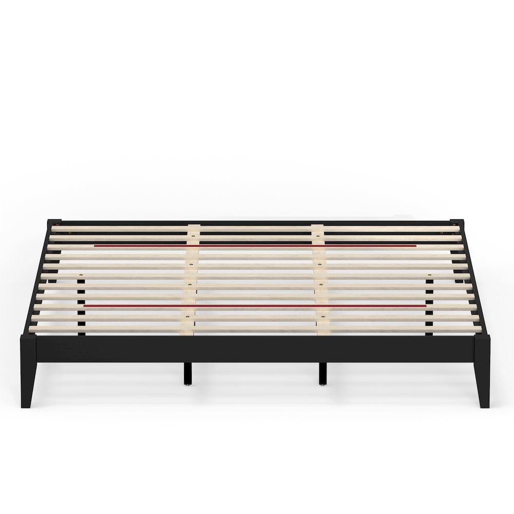 Serene Farmhouse Style King Wood Bed Frame – Black