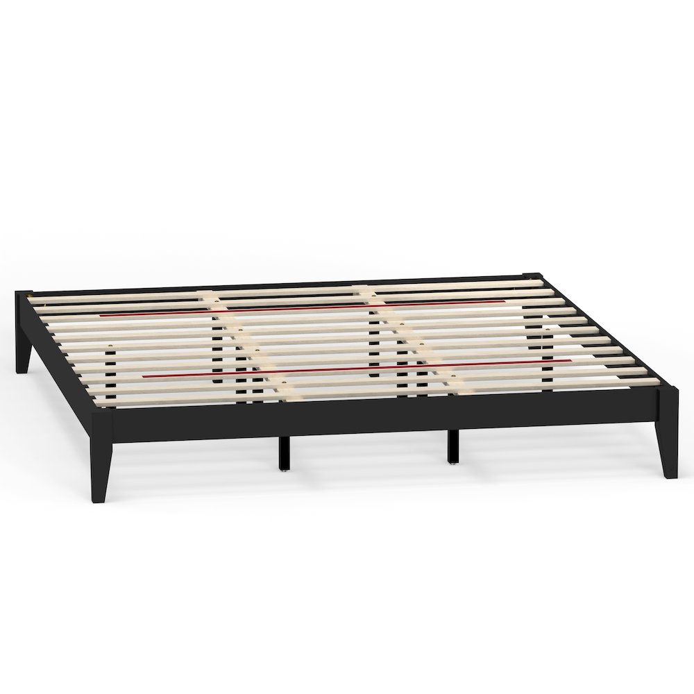Serene Farmhouse Style King Wood Bed Frame – Black
