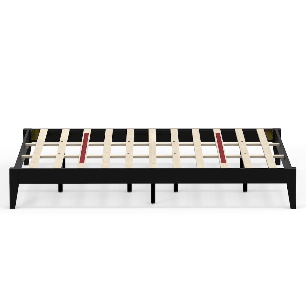 Serene Farmhouse Style King Wood Bed Frame – Black