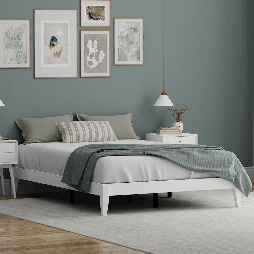 Serene Farmhouse Style Queen Wood Bed Frame – White