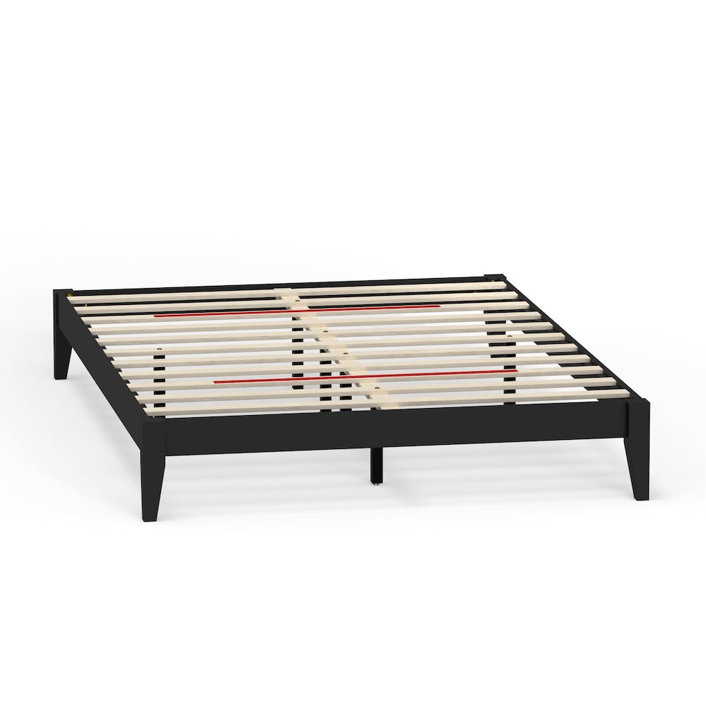 Serene Farmhouse StyleQueen Wood Bed Frame – Black