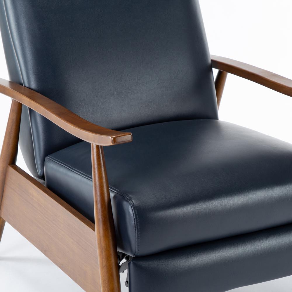Solaris Wood Arm Push Back Recliner – Midnight Blue