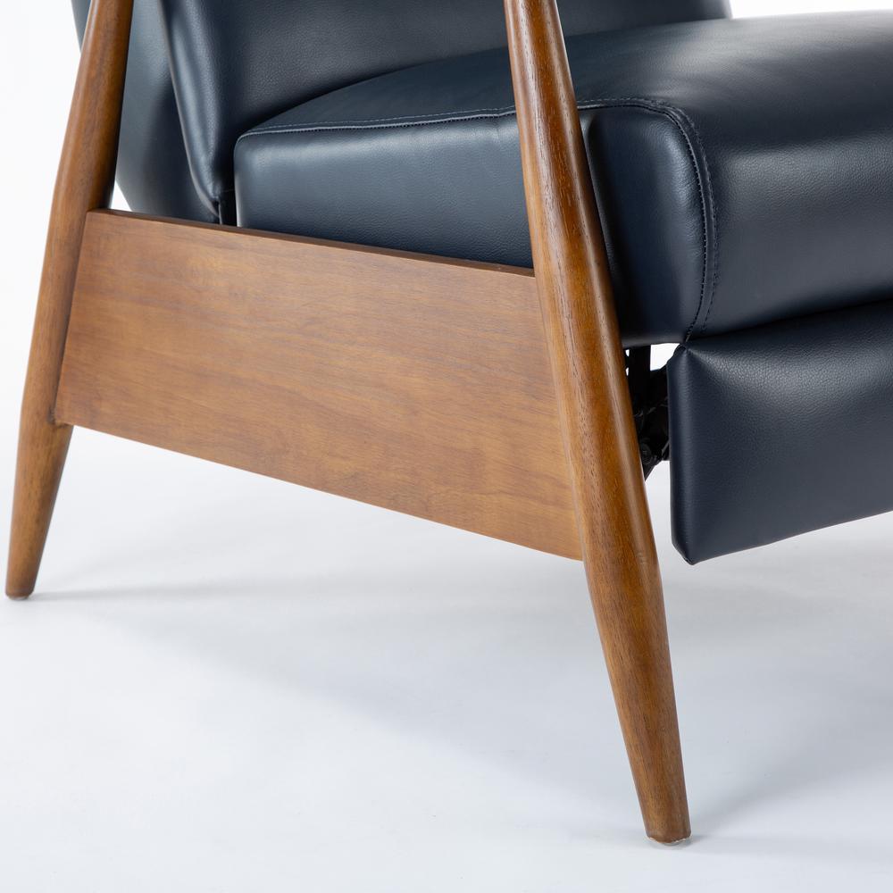 Solaris Wood Arm Push Back Recliner – Midnight Blue