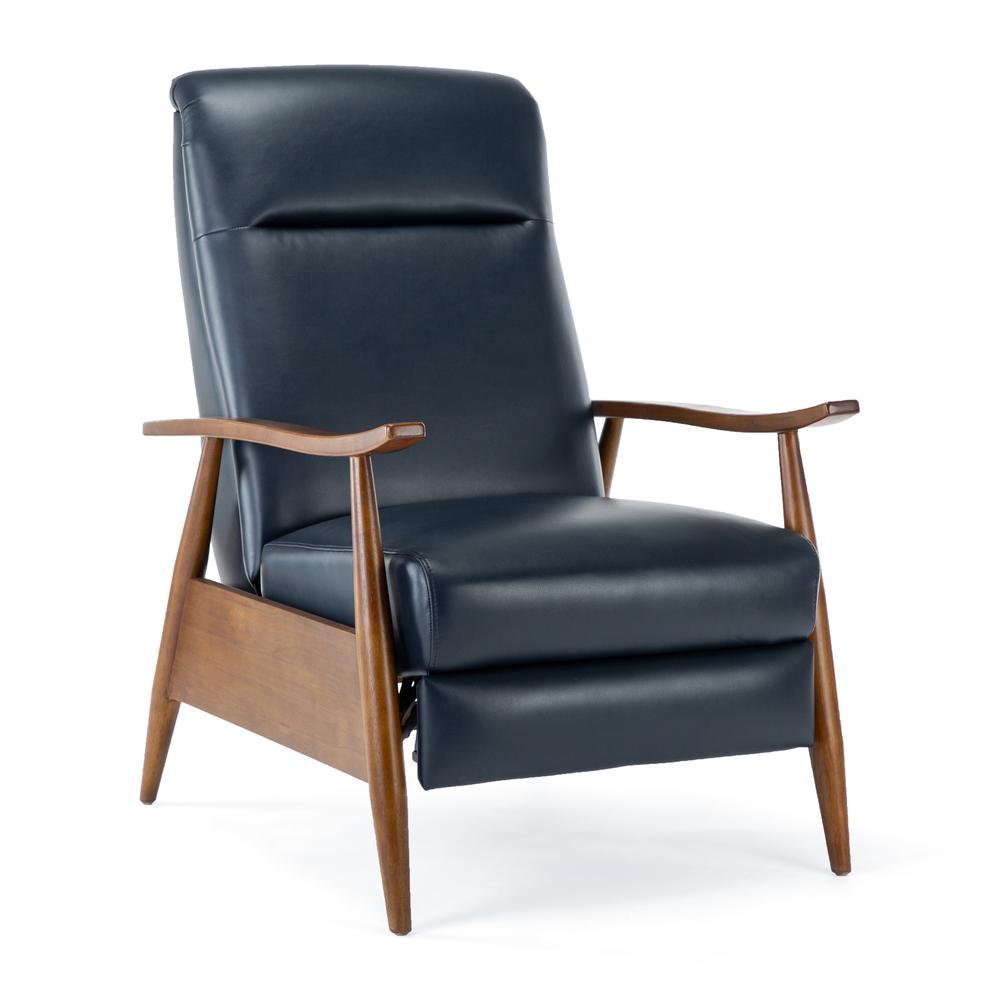 Solaris Wood Arm Push Back Recliner – Midnight Blue