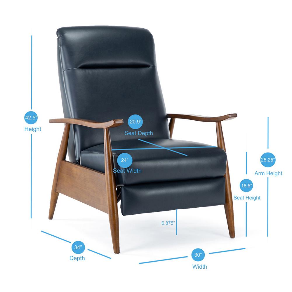 Solaris Wood Arm Push Back Recliner – Midnight Blue
