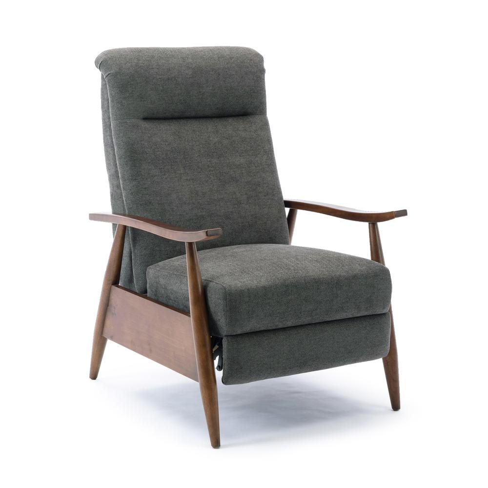 Soren Wood Arm Push Back Recliner – Charcoal