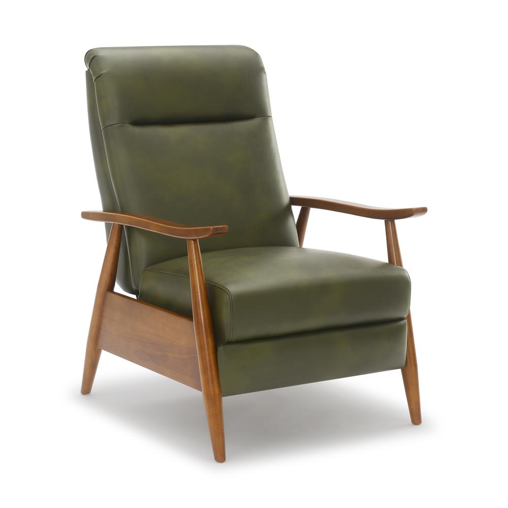 Solaris Wood Arm Push Back Recliner – Fern Green