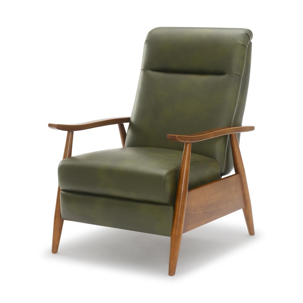 Solaris Wood Arm Push Back Recliner – Fern Green