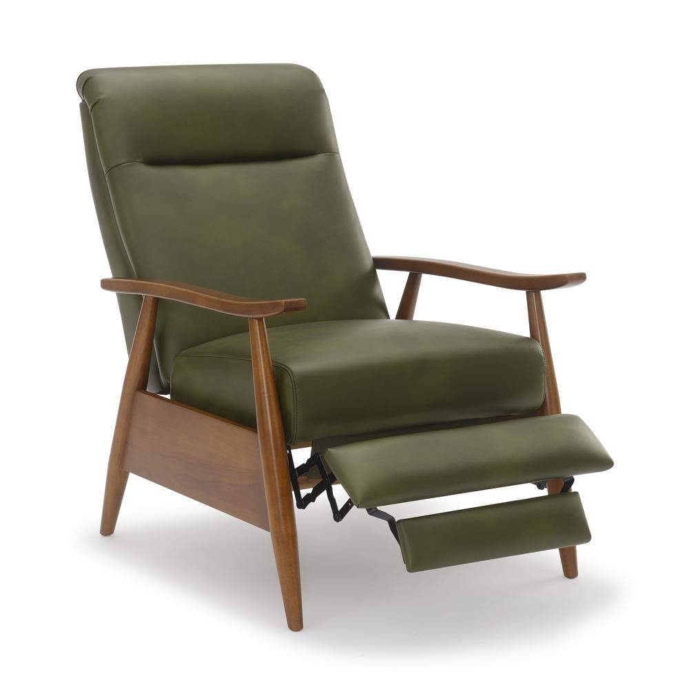 Solaris Wood Arm Push Back Recliner – Fern Green