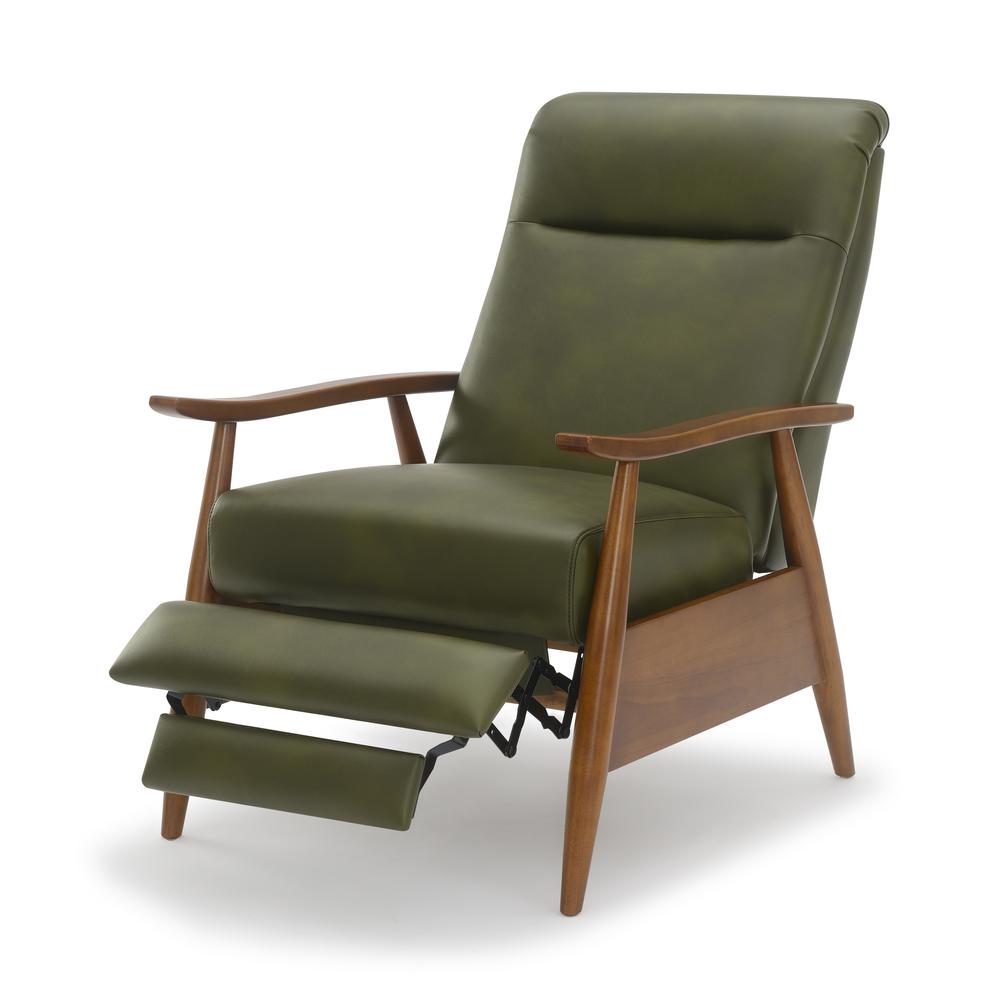 Solaris Wood Arm Push Back Recliner – Fern Green