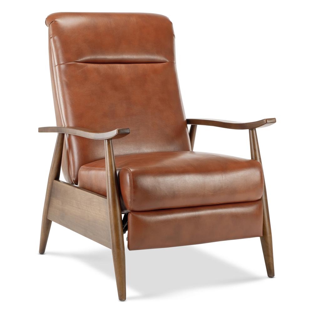Solaris Wood Arm Push Back Recliner – Caramel