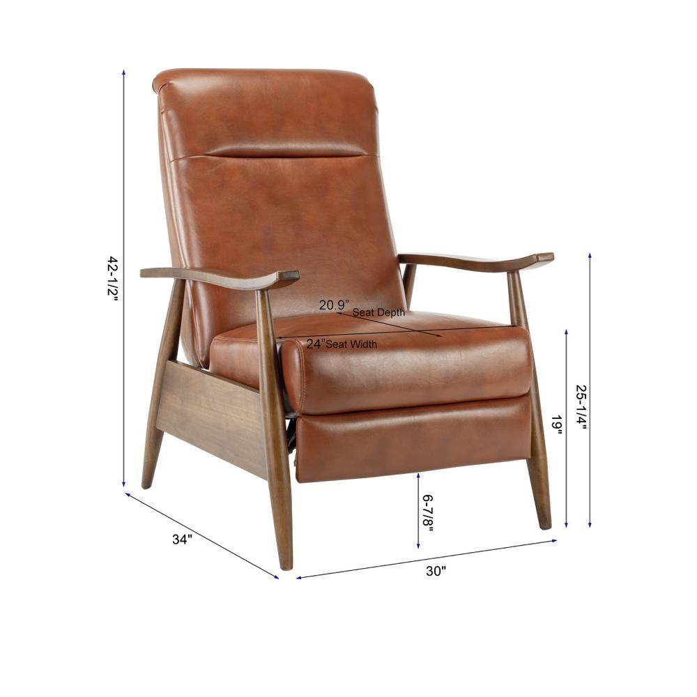 Solaris Wood Arm Push Back Recliner – Caramel