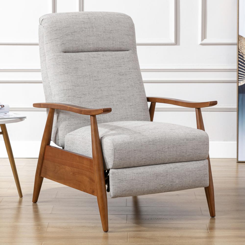 Terni Wood Arm Push Back Recliner in Performance Fabric – Sea Oat