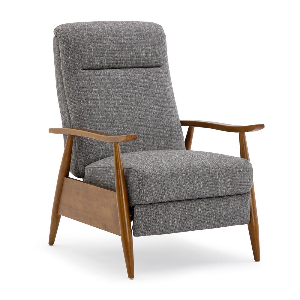 Terni Wood Arm Push Back Recliner in Performance Fabric – Ashen Grey