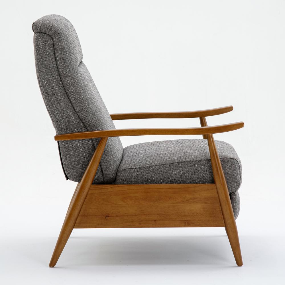 Terni Wood Arm Push Back Recliner in Performance Fabric – Ashen Grey