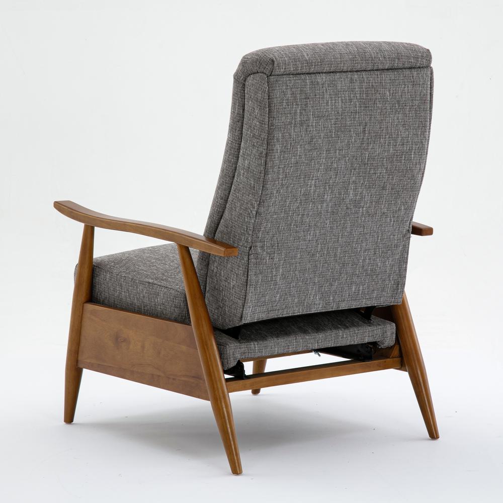 Terni Wood Arm Push Back Recliner in Performance Fabric – Ashen Grey