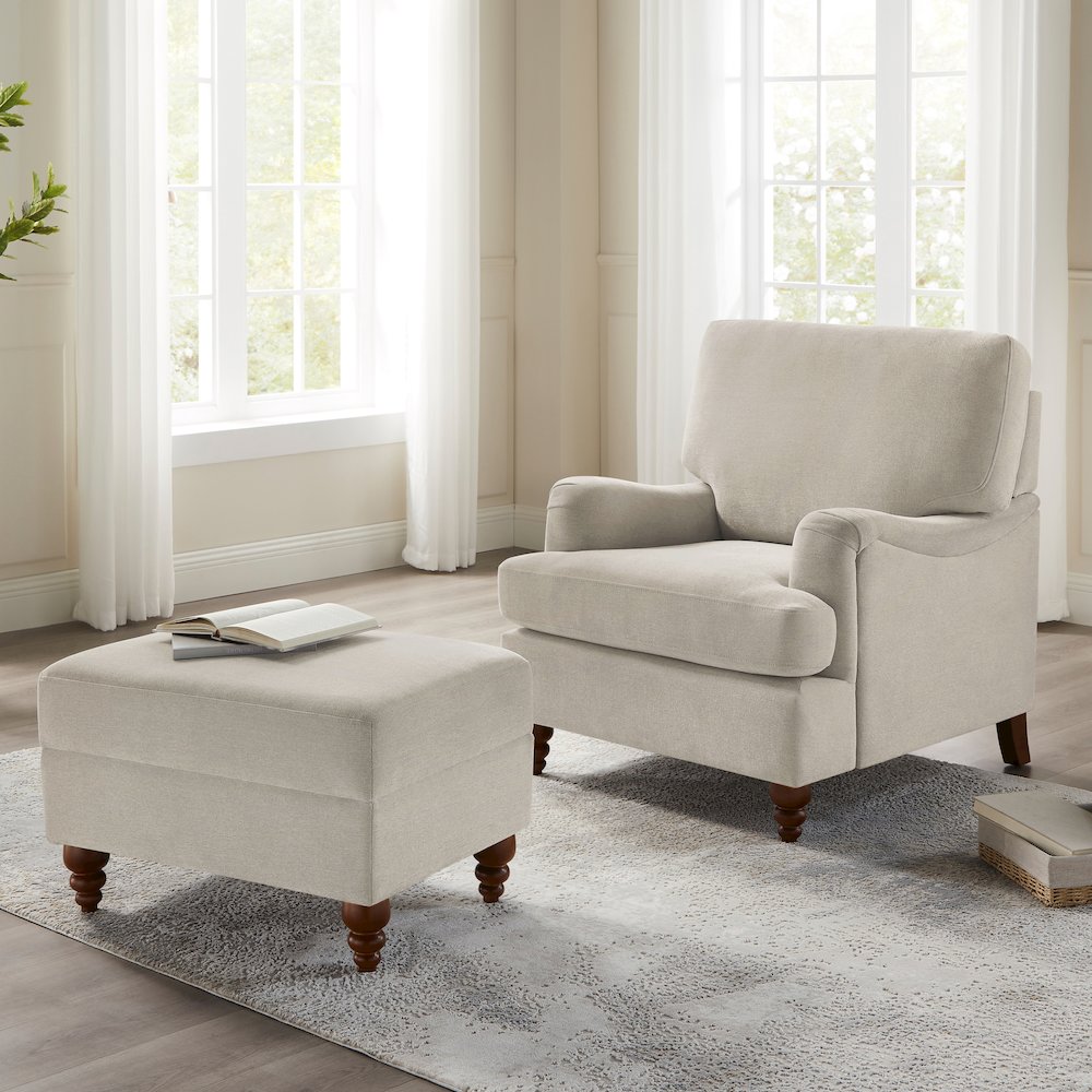 Clarendon Sea Oat Chair and Ottoman