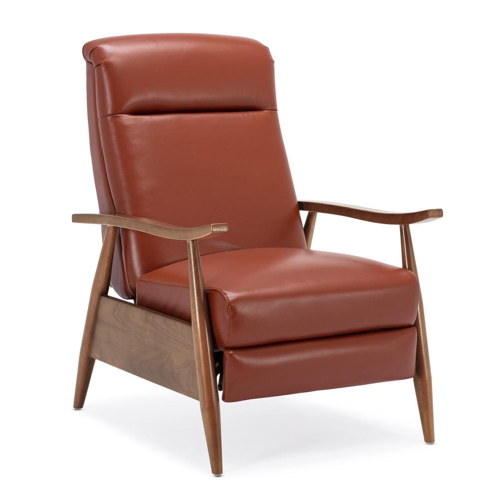 Fairview Leather Wood Arm Push Back Recliner – Caramel
