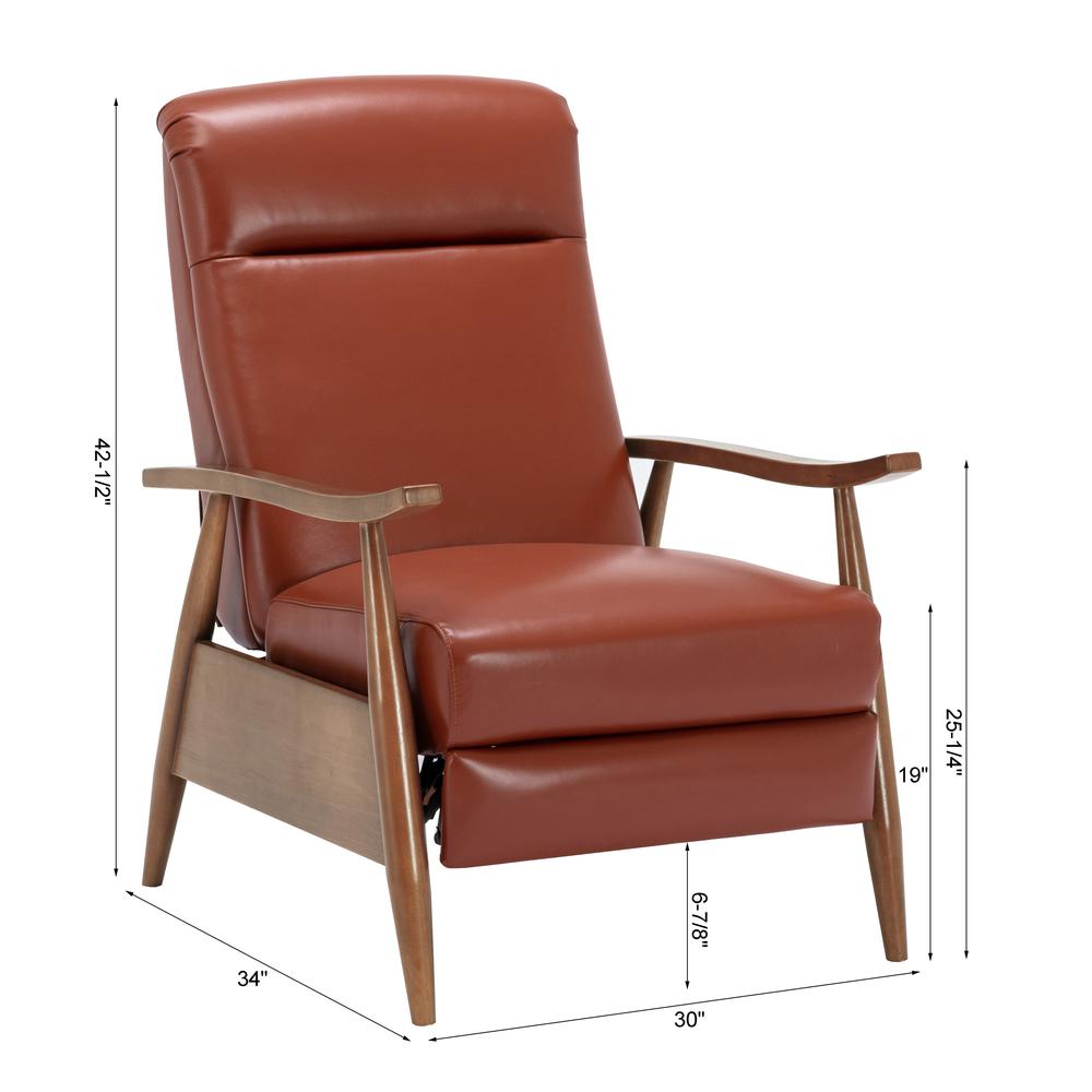 Fairview Leather Wood Arm Push Back Recliner – Caramel