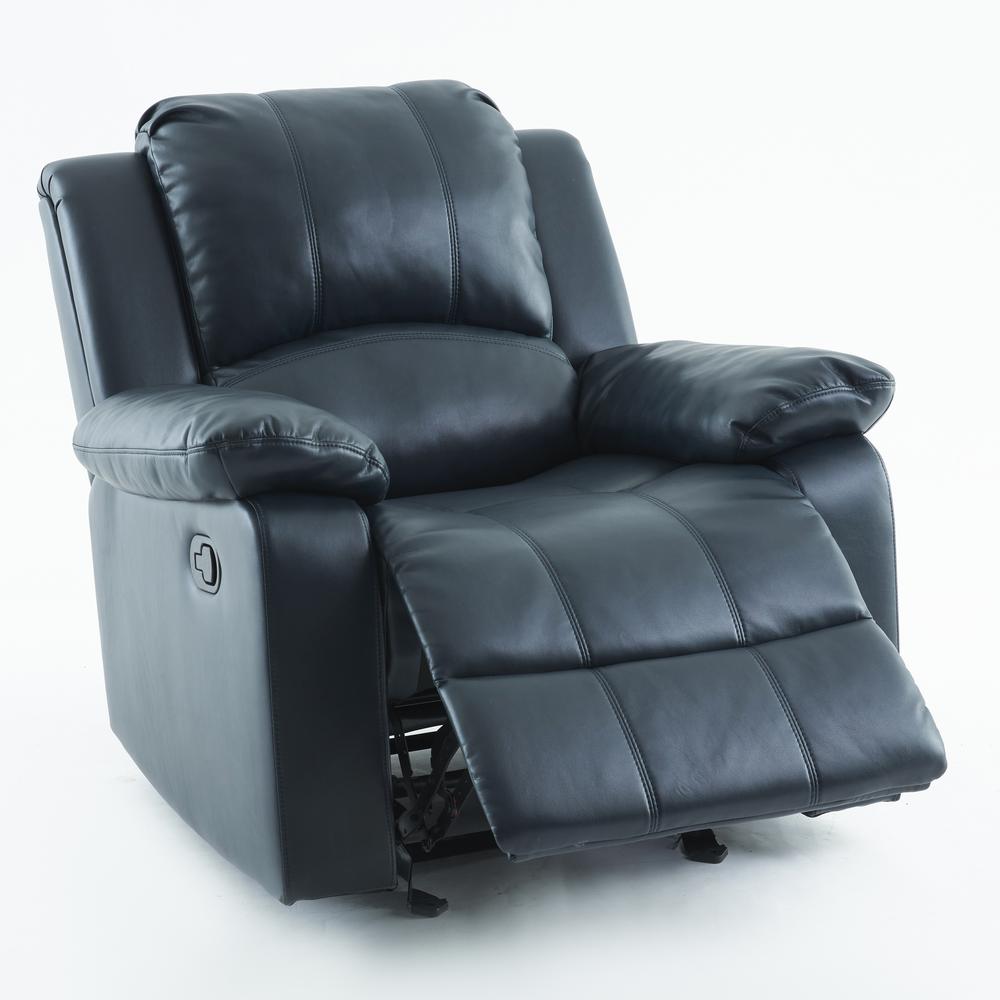 Clifton Midnight Blue Leather Gel Glider Rocker Recliner