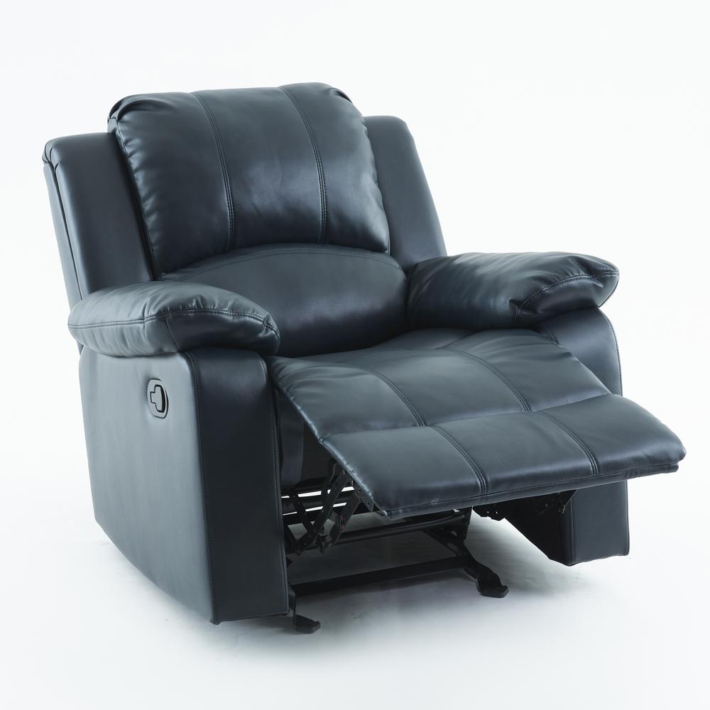 Clifton Midnight Blue Leather Gel Glider Rocker Recliner