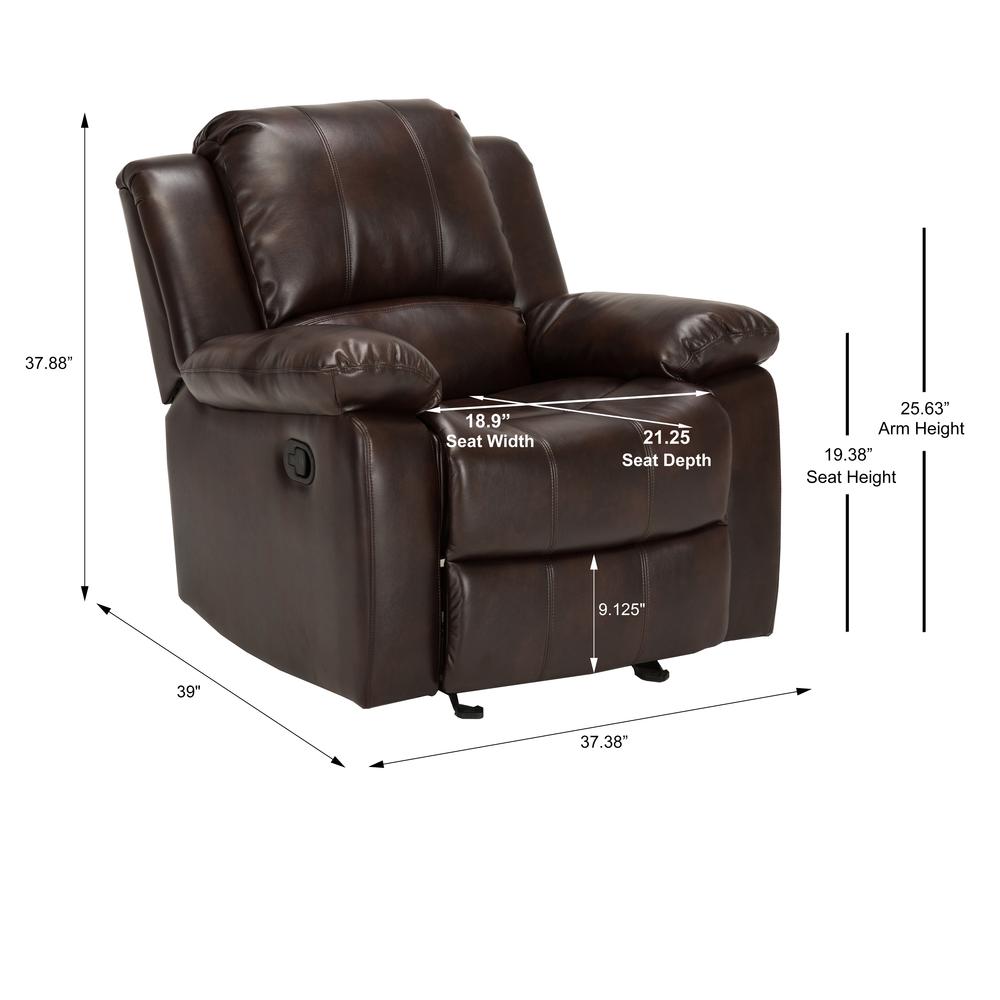 Clifton Burnished Brown Leather Gel Glider Rocker Recliner