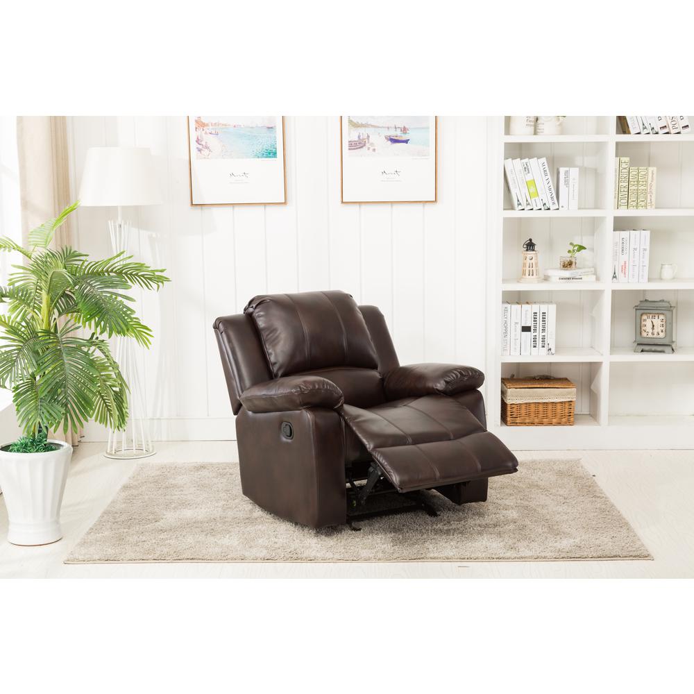 Clifton Burnished Brown Leather Gel Glider Rocker Recliner