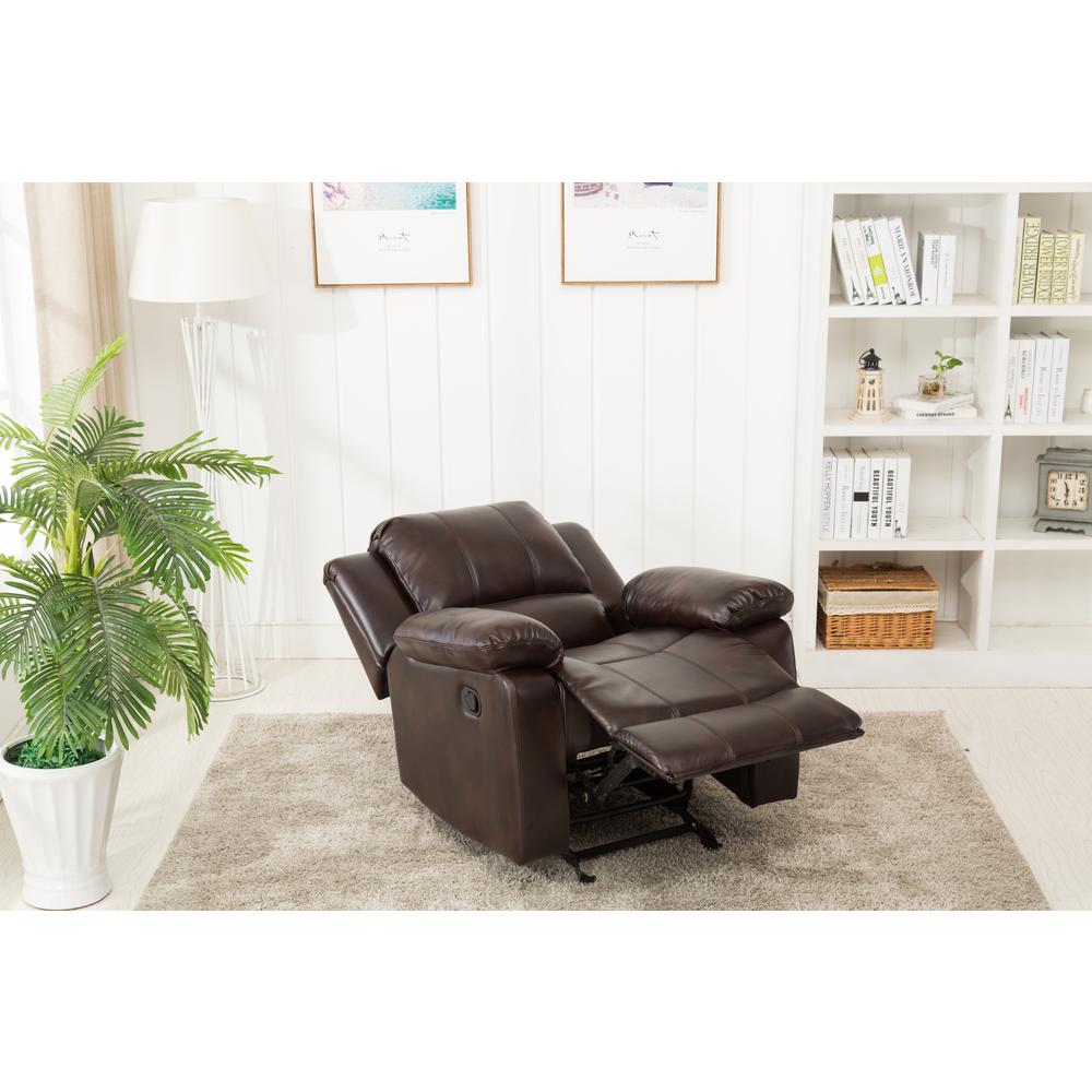 Clifton Burnished Brown Leather Gel Glider Rocker Recliner