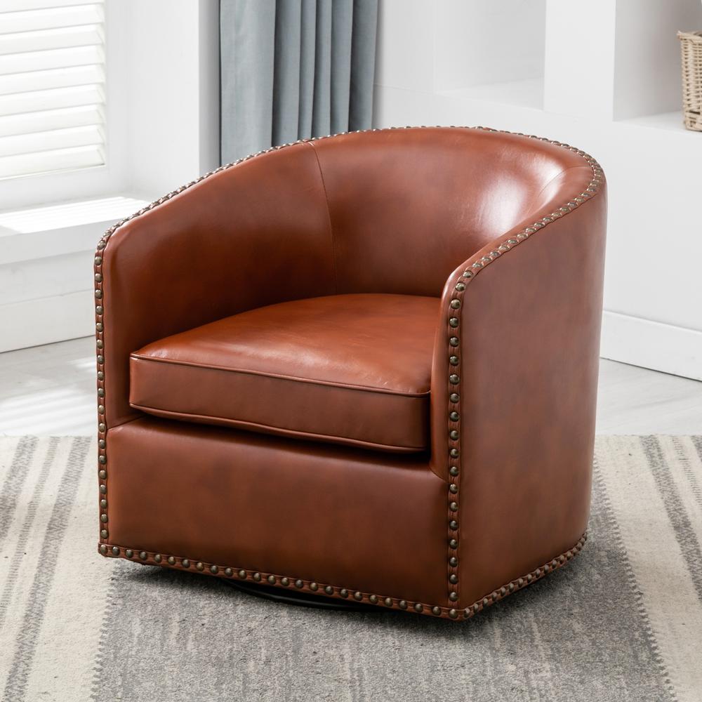 Tyler Swivel Arm Chair – Caramel