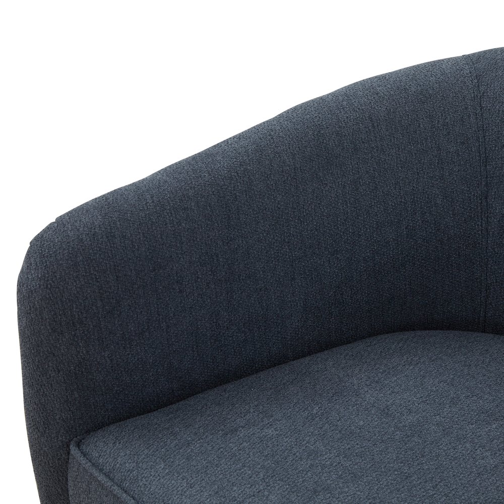 Muriel Blue Fabric Wood Base Swivel Chair