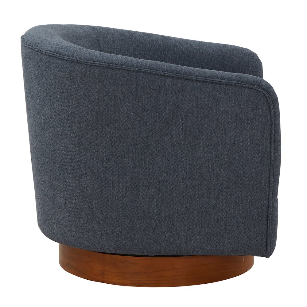 Muriel Blue Fabric Wood Base Swivel Chair