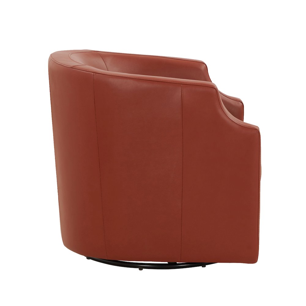 Caramel Top Grain Leather Swivel Glider Barrel Chair