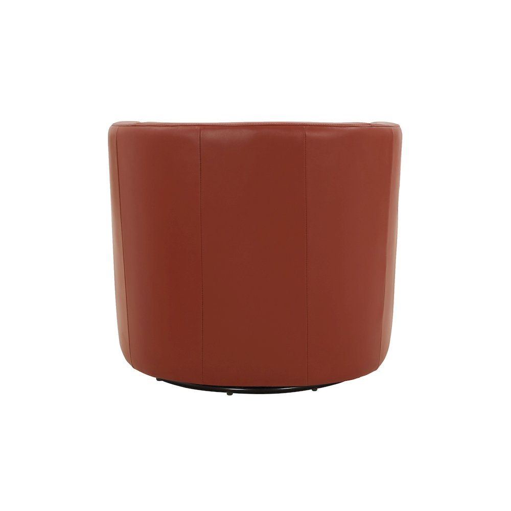 Caramel Top Grain Leather Swivel Glider Barrel Chair