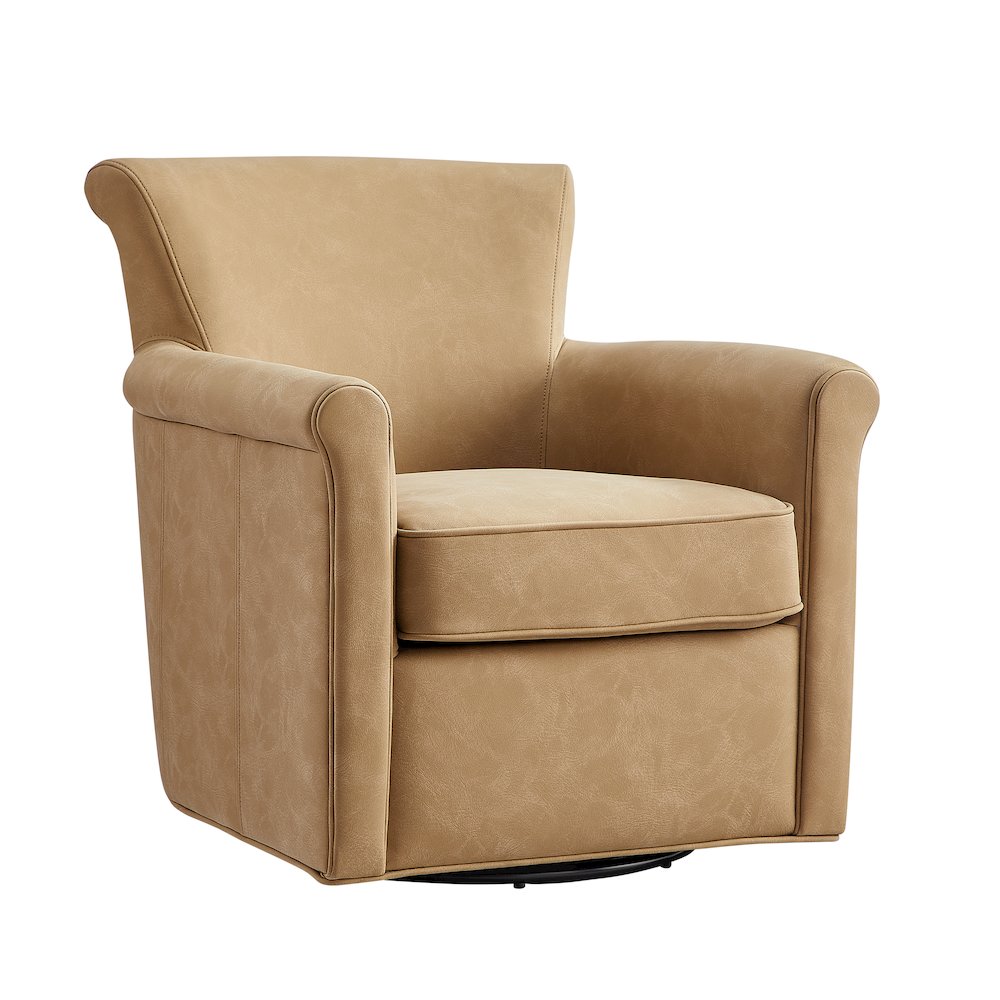 Winton Faux Leather Swivel Accent Chair – Honey Brown