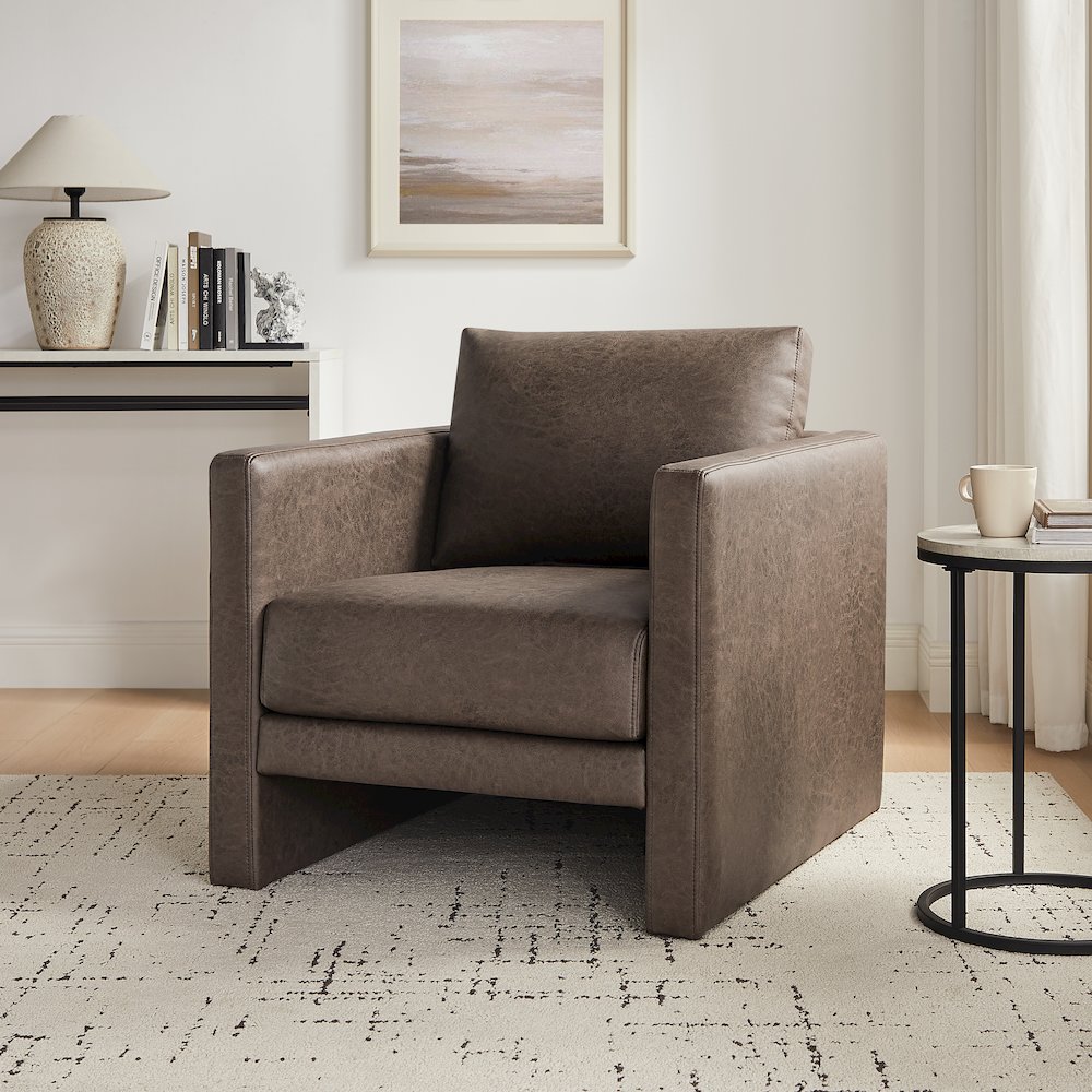 Tybee Espresso Faux Leather Arm Chair