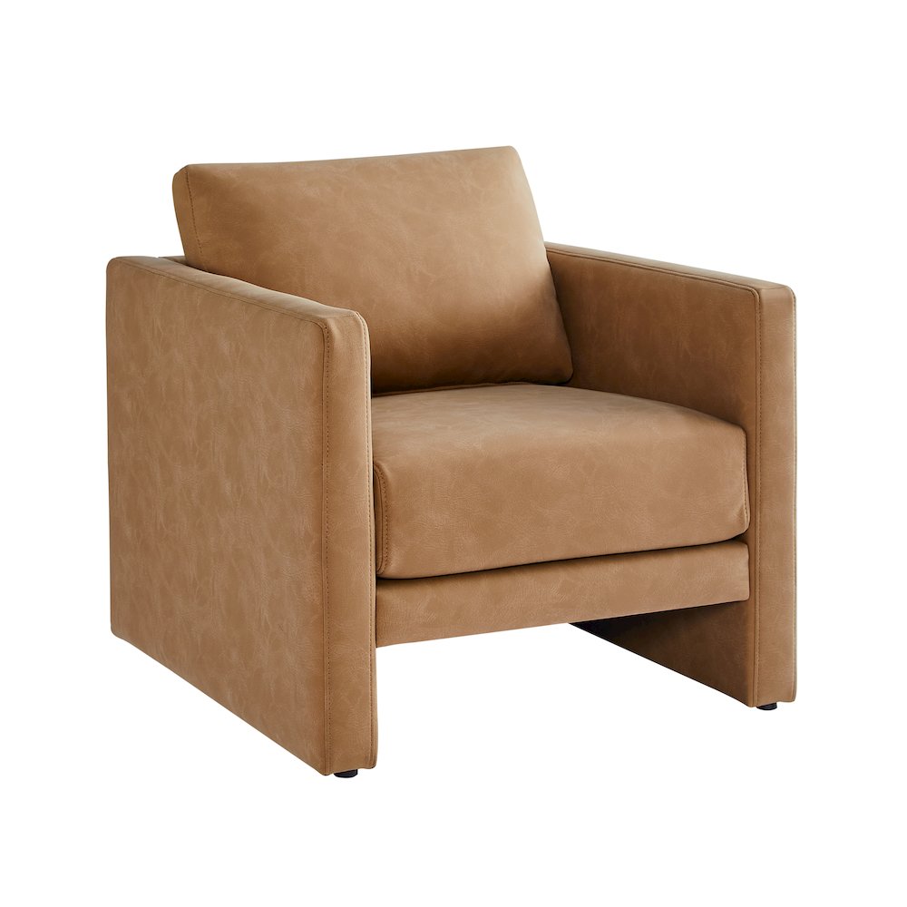 Tybee Honey Brown Faux Leather Arm Chair