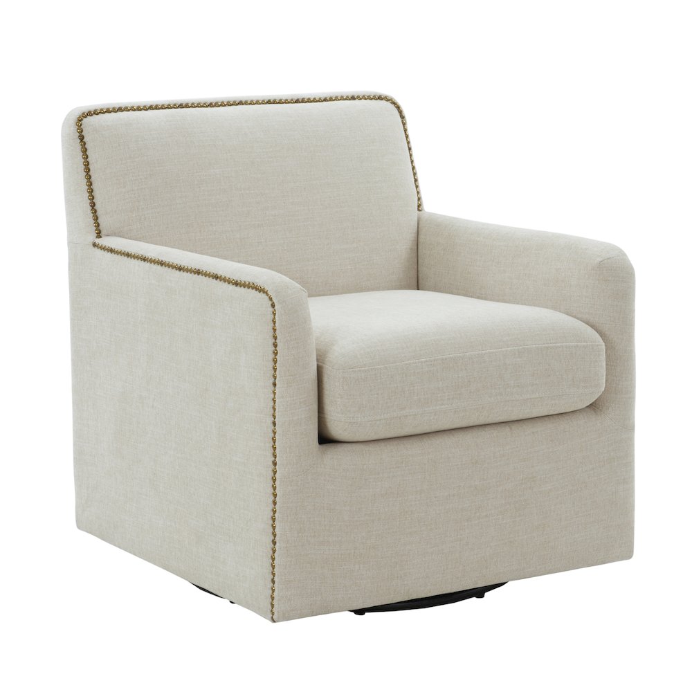 Tolland Swivel Accent Chair with Nailhead Trim – Sand