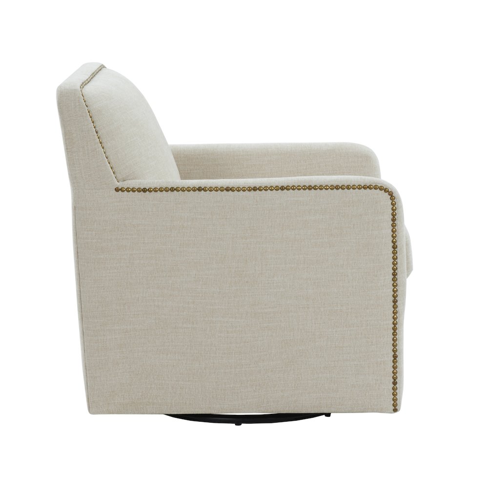 Tolland Swivel Accent Chair with Nailhead Trim – Sand