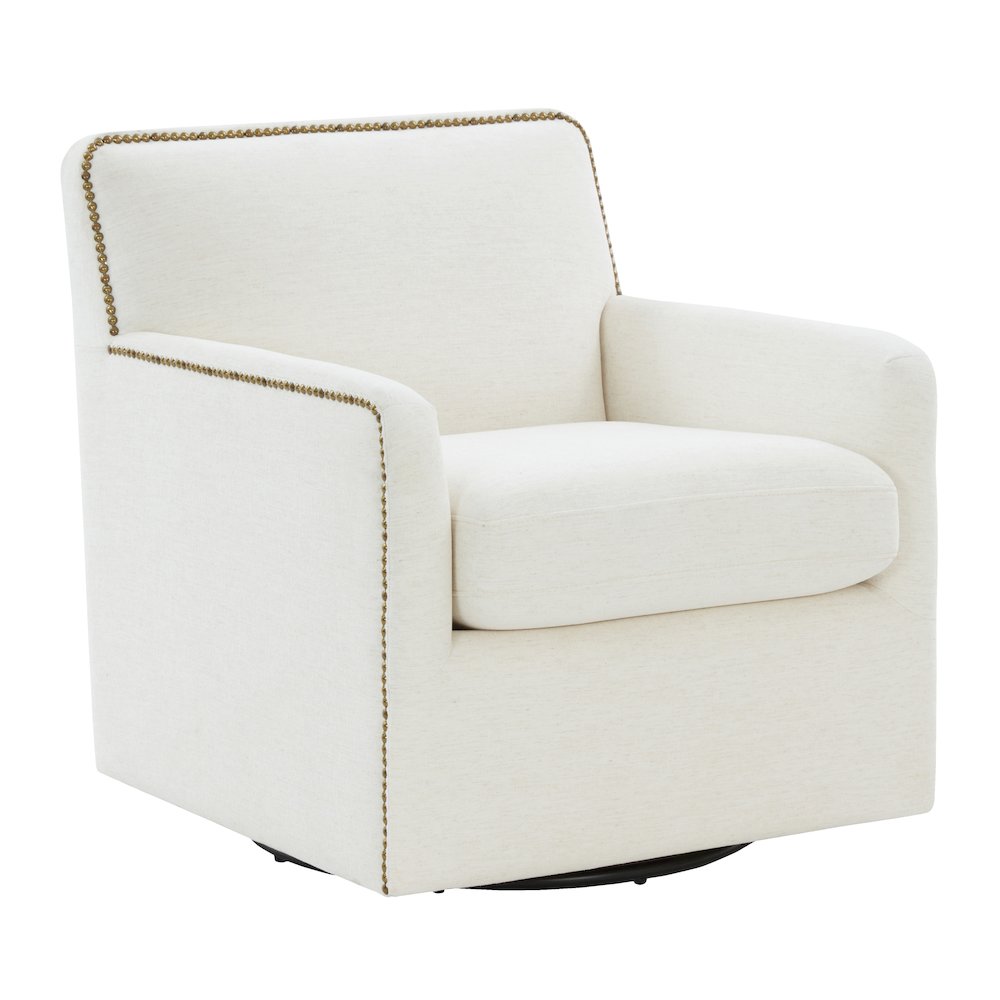 Tolland Swivel Accent Chair with Nailhead Trim – Cream