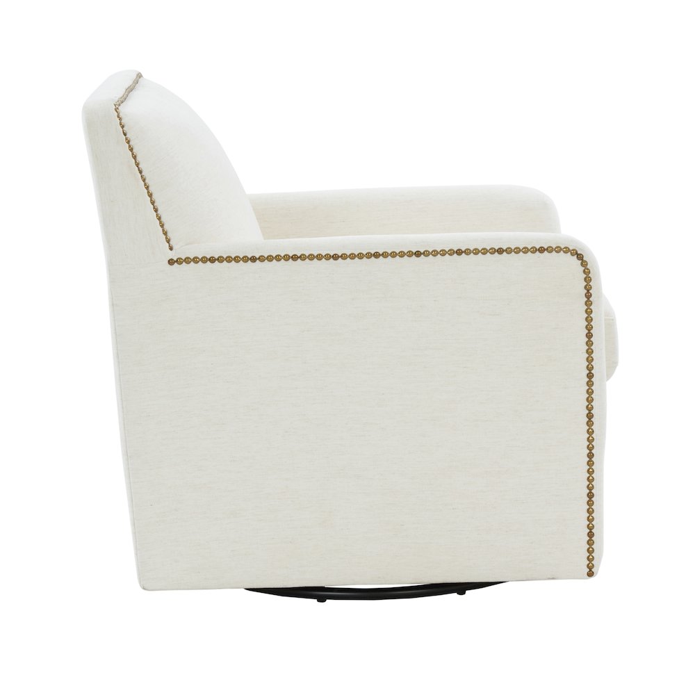 Tolland Swivel Accent Chair with Nailhead Trim – Cream