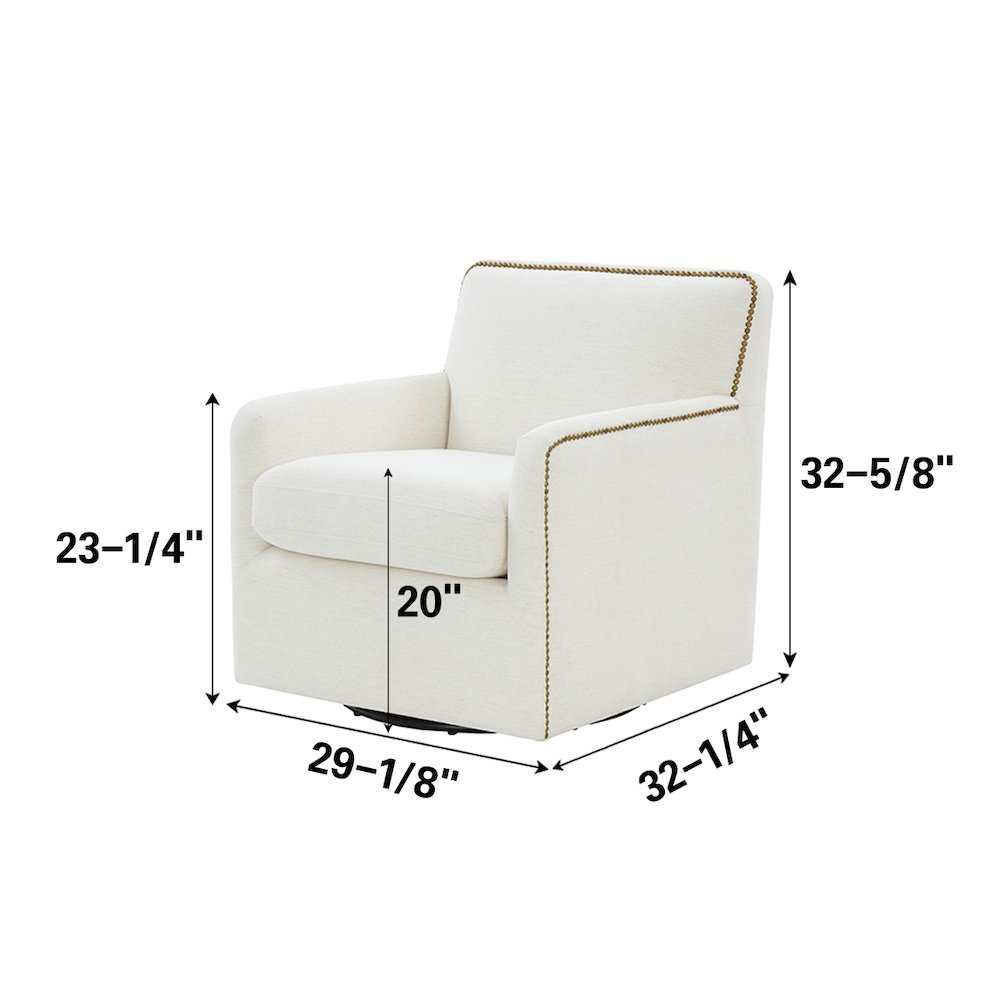 Tolland Swivel Accent Chair with Nailhead Trim – Cream
