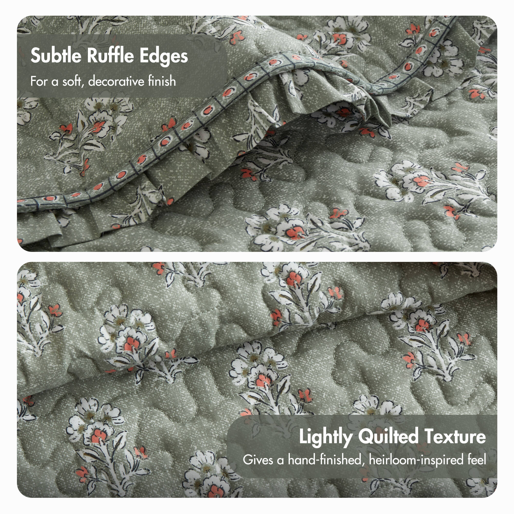 Linwood Ruffle Printed Quilt Set