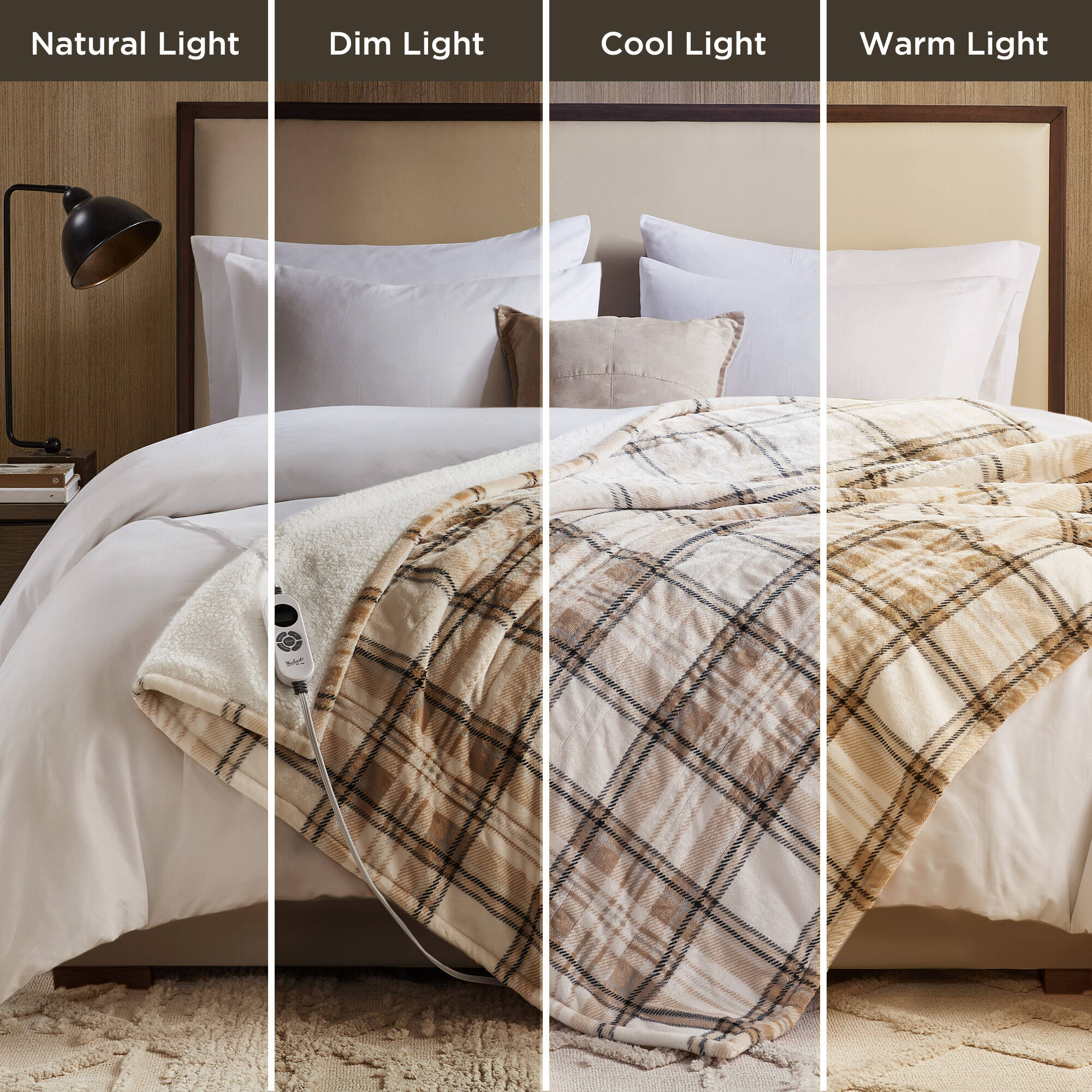 Print Plush to Sherpa Heated Throw