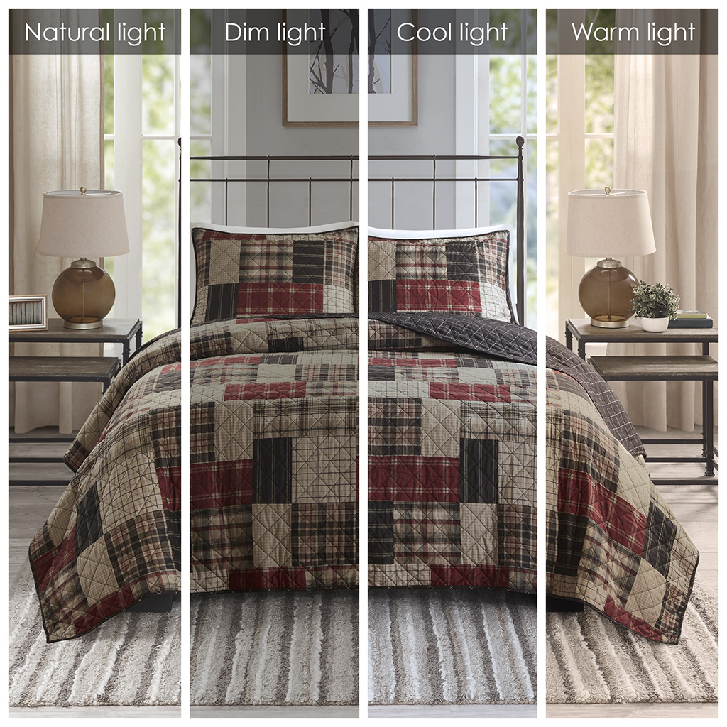 Timber 3 Piece Reversible Printed Quilt Set