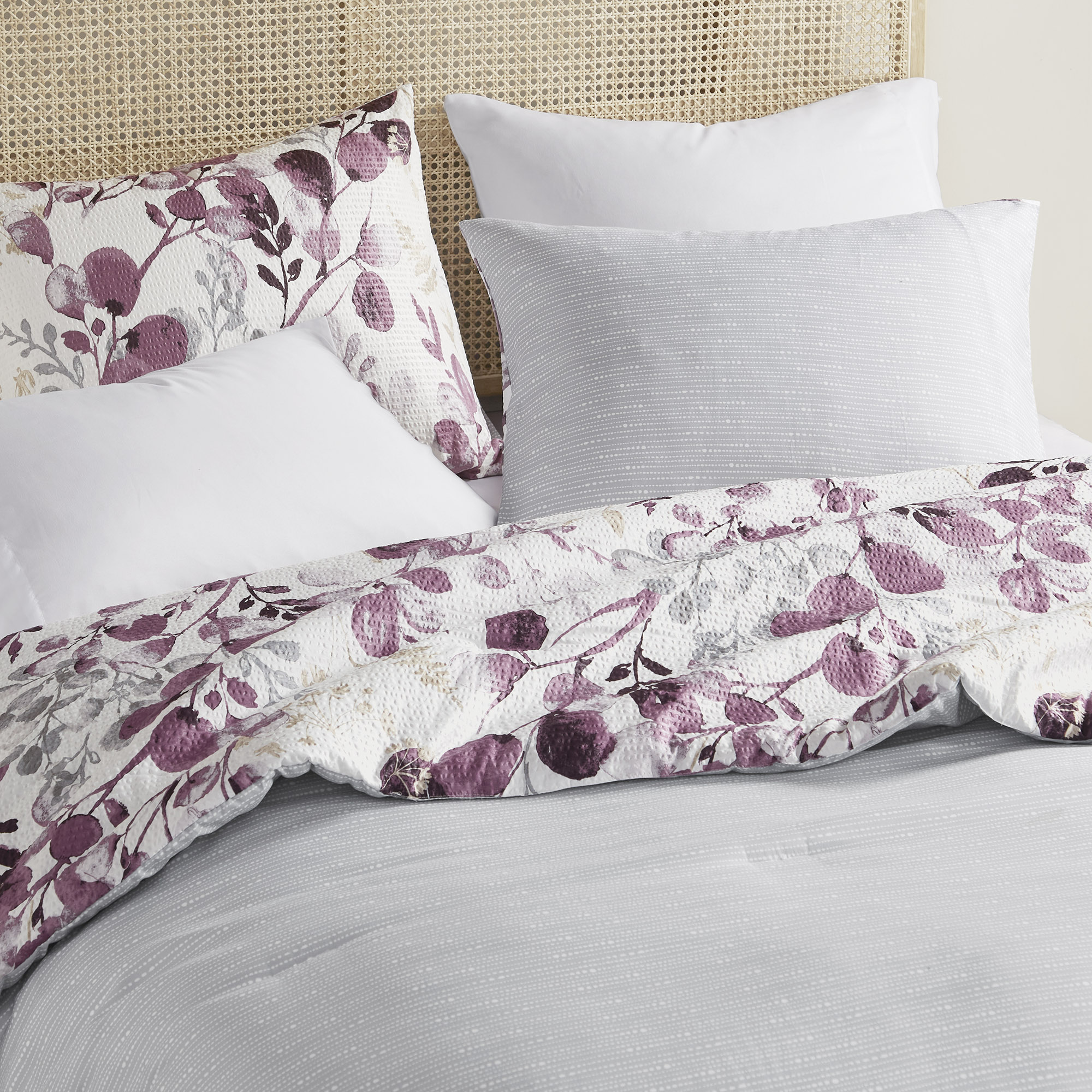 Gabby Reversible Floral Botanical Seersucker Comforter Set